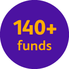 A graphic highlighting 140+ funds.