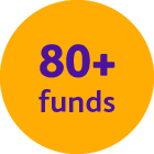 A graphic highlighting 80+ funds.