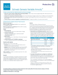 Cover of Schwab Genesis Variable Annuity product fact sheet.