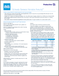 Cover of Schwab Genesis Variable Annuity product fact sheet.