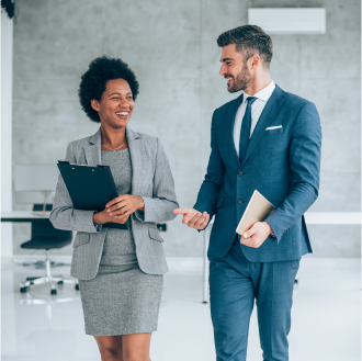 Financial professionals discussing strategies to grow their business.